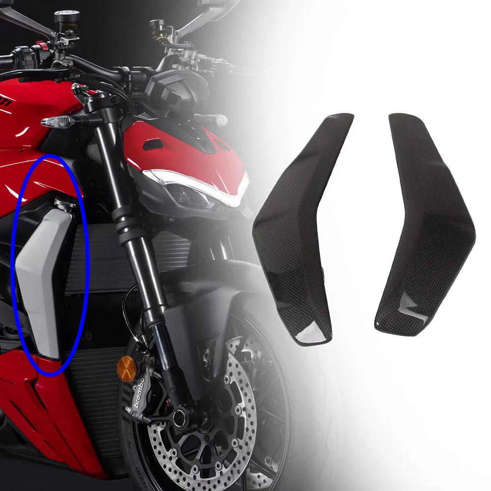 

Боковые обтекатели радиатора мотоцикла, Обтекатели из углеродного волокна для Ducati Streetfighter V2 2021 2022 2023