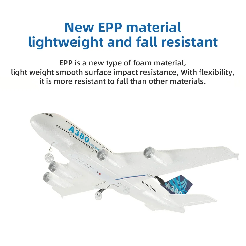 Rc Plane A380 Foam Glider Remote Control Airplane Aircraft Fixed Wing Aircraft Gyroscope Model Flying Toys for Boys Kids Gift