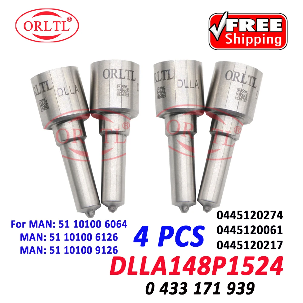 

0445120061 0445120274 0445120217 4 PCS DLLA148P1524 Nozzle 148P1524 Fuel Diesel Injector DLLA 148P 1524 for MAN 51101006064