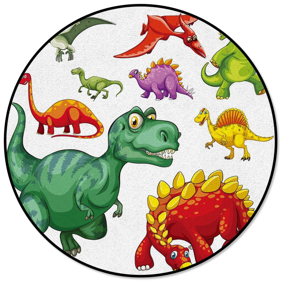 Tappeto dinosauro per camera da letto dei ragazzi, decorazione della camera da letto dei dinosauri, ampia area tappeto 15 x 7 cm, bianco nero con sagome di dinosauro