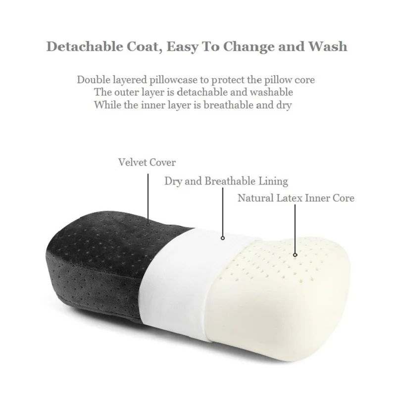JFLEGAL Latex Pillow Office Siesta Portable Odorless Small Pillow 85% Natural Rubber Student Sleeping Cushion Pillow Almohada 3