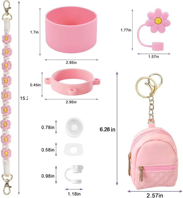 9PCS Cup Accessories Set Water Bottle Handle Strap Coin Purse Silicone Cup Boot Straw Cover for Stanley Cup 30oz & 40oz Tumbler 2