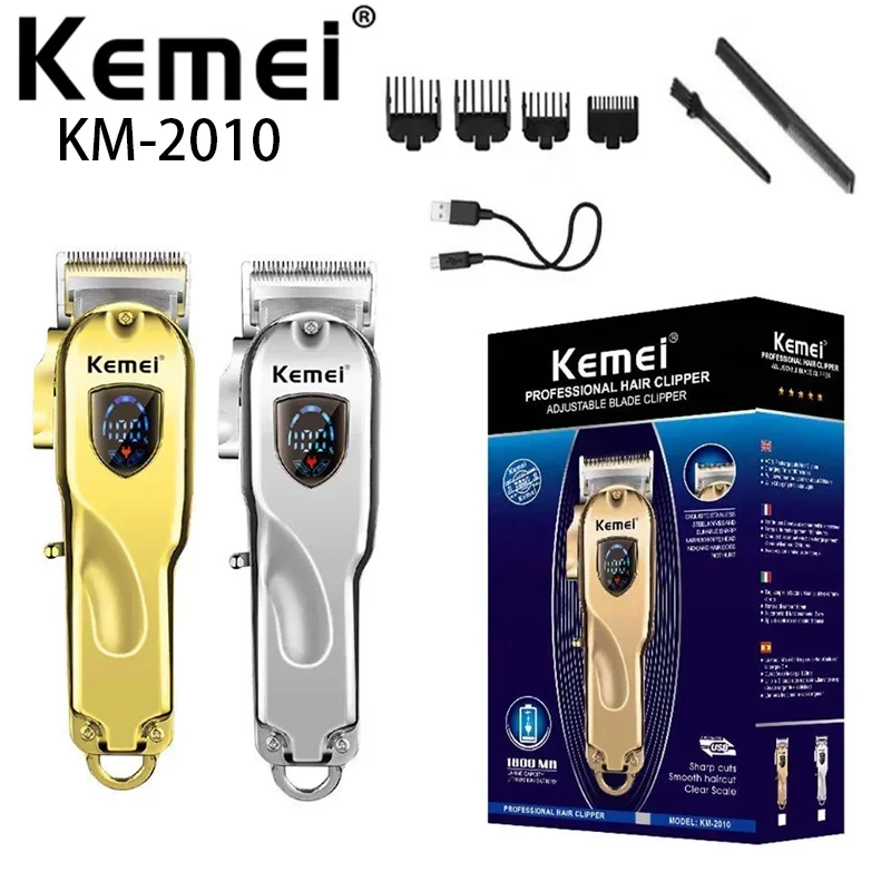 

With LCD Electric KM-2010 Fast Charging Hair Clipper Metal Shell hair clipper kemei trimmer for men barber