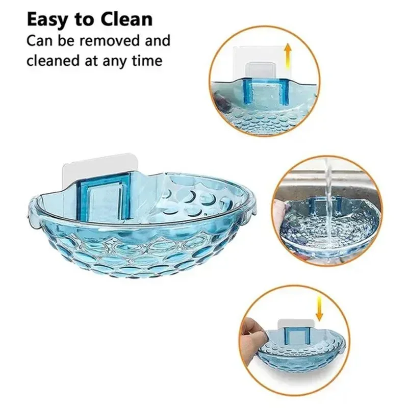 1 Pc Sink Adhesive Soap Holder Soap Dishes Sponge Container with Wall Hook for Shower Kitchen Bathroom Accessories 3