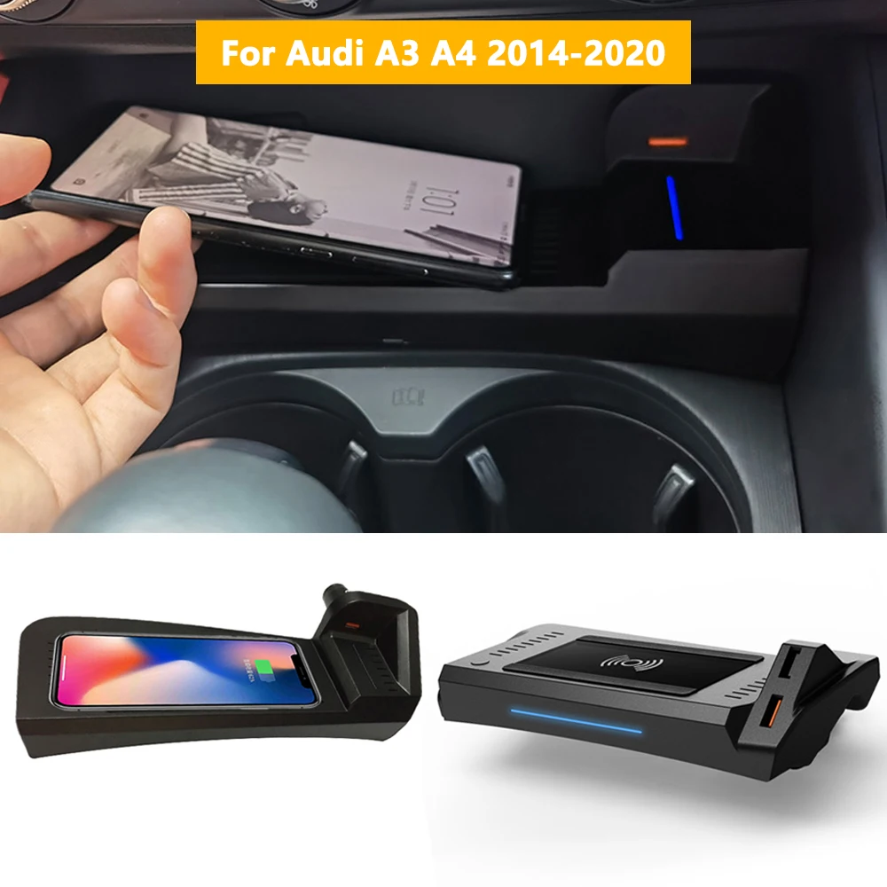 

Car Wireless charger For Audi A4 B8 B9 A3 8V S3 2014-2020 phone holder mount charging pad fast charge accessories interior
