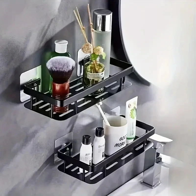 Punch-free Aluminum Wall Mounted Shampoo Storage Rack Convenient Installation