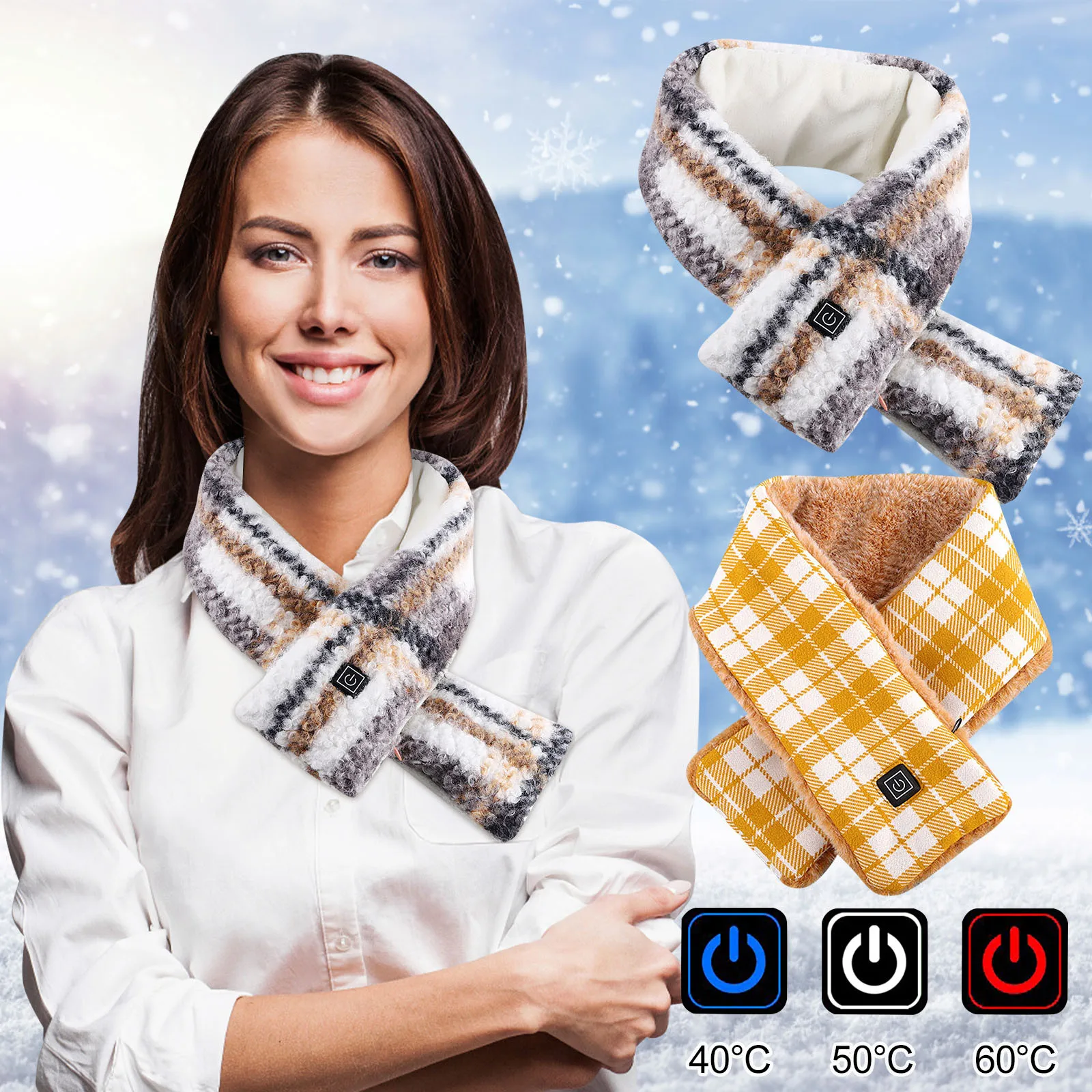 

Winter Electric Heated Scarf USB Charging Neck Warm Scarf With 3 Level Adjustable Temperature Fast Heating Scarf For Outdoor