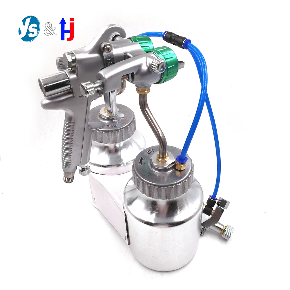 

1.3mm Dual Head Pressure Feed Paint Spray Gun Sprayer Nano Chrome Spray Gun Double Nozzle Paint Sprayer with 2pcs Tank 1000ml