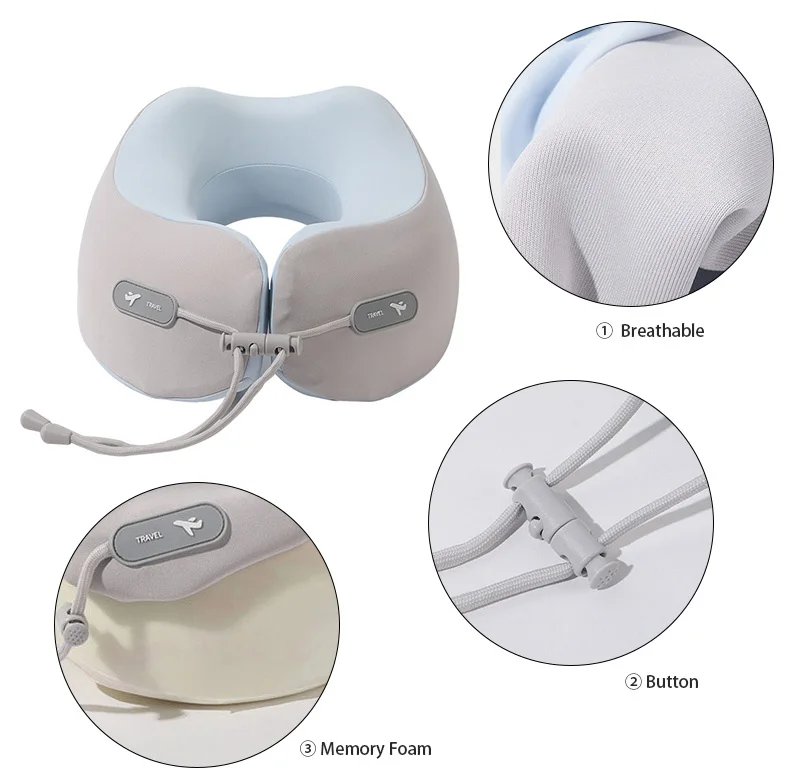 Memory Foam Neck Pillow with EVA Box Portable Folding Colorful Soft Pillow 4