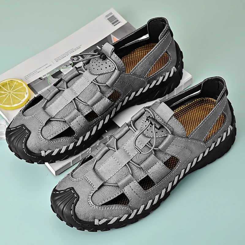 Vīriešu pārgājienu sandales ērtas ikdienas, elpojošas, neslīdošas sporta sandales āra sportam vasaras sporta āra sandales_voghion.com