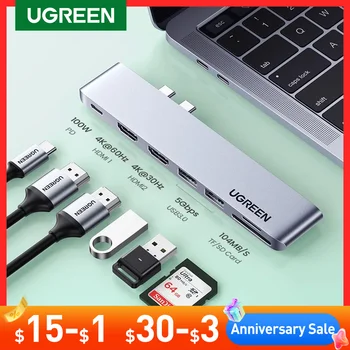 UGREEN USB C 허브 듀얼 타입-C 멀티 USB 3.0 4K HDMI MacBook Pro 에어 어댑터 Thunderbolt 3 Dock USB C 3.1 포트 유형 C 허브