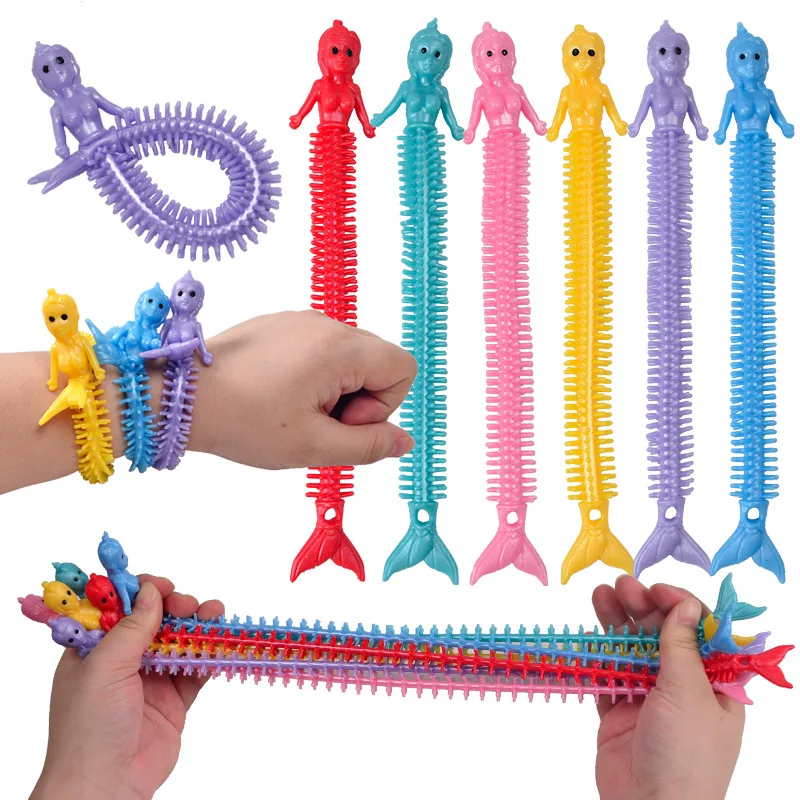 6pcs Worm Noodle Stretch String TPR Rope Anti Stress Toys String