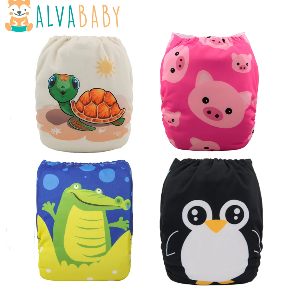 Lot De 6 Couches Lavables Bébé ALVABABY + 12 Inserts - Taille Unique Réglable 3-15 Kg - Économique Et écologique