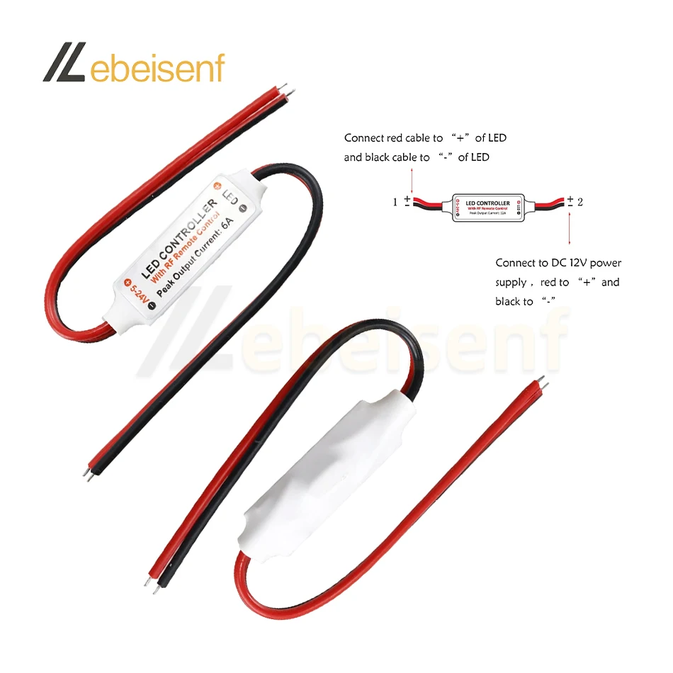 LED Strip Controller Mini Single Color dimmer DC 5V 12V 24V 6A 5050 2835 with RF 9-Key Remote