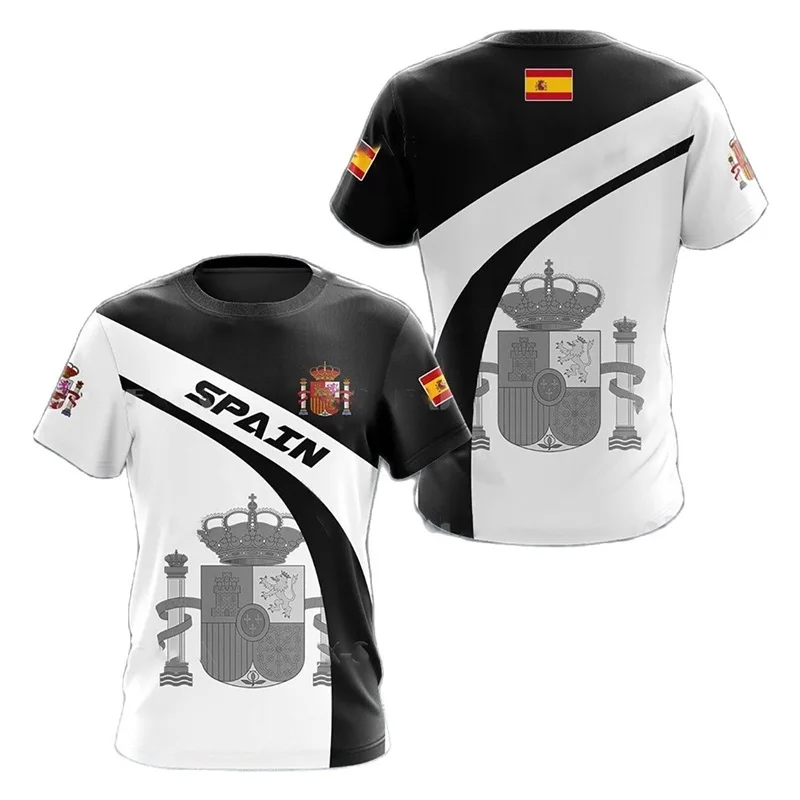 Spain National Emblem Graphic T Shirt Men 3D Printed Tshirt Summer Casual Short…