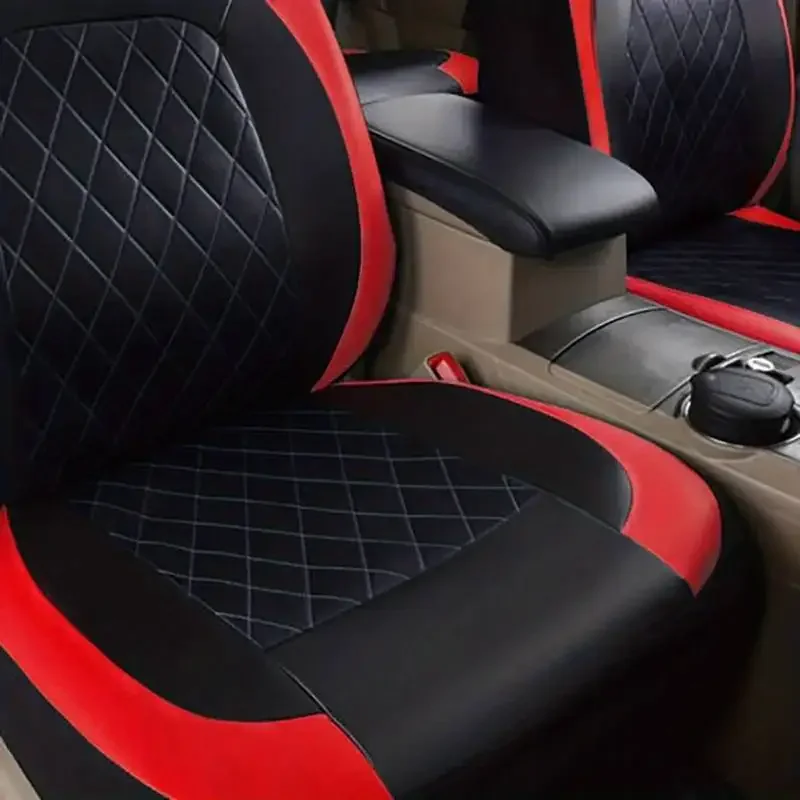 PU-Leder-Autositzbezüge, Airbag-kompatibles Auto-Innenzubehör vorne/hinten/vollständiges Set, Abdeckungskissen, universell passend für die meisten – Detail 4