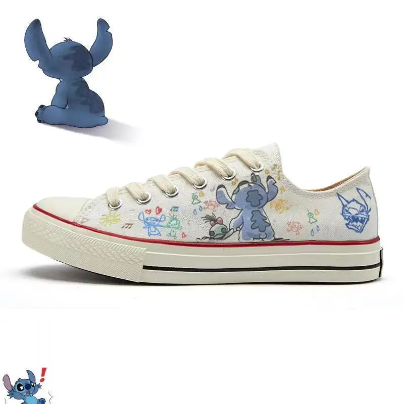 Disney lilo & stitch sapatos de lona bonito dos desenhos animados pouco  monstro padrão sapatos moda esportes casuais sapatos de lona alta e baixa -  AliExpress