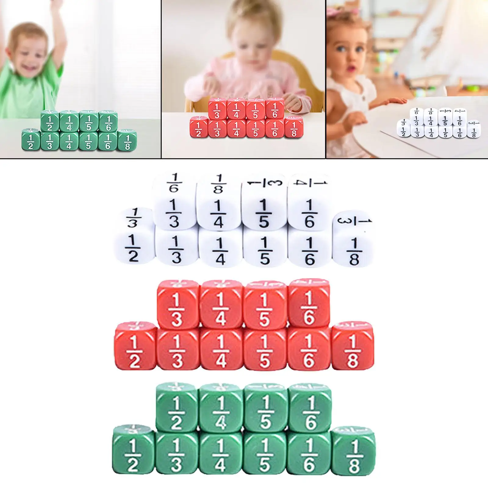 10x 4TH Grade Fraction Dice Educational Dice Math Manipulatives