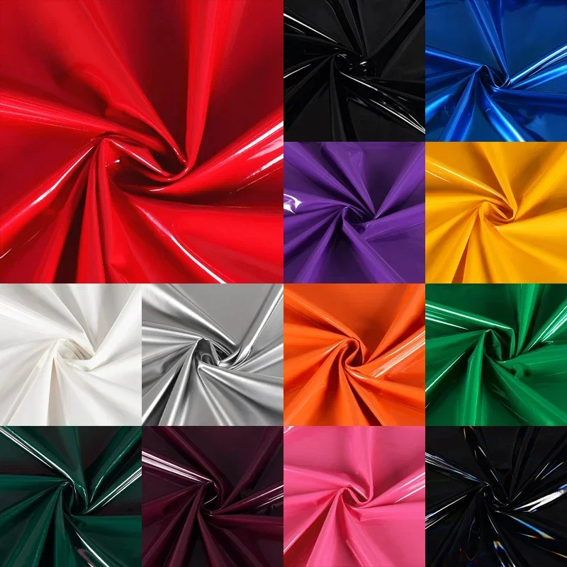 

Shiny Glossy Soft Vinyl Patent Leather Fabric Elastic PVC Fabric Material for Dress Upholstery 145CM Wide Sold By Meter