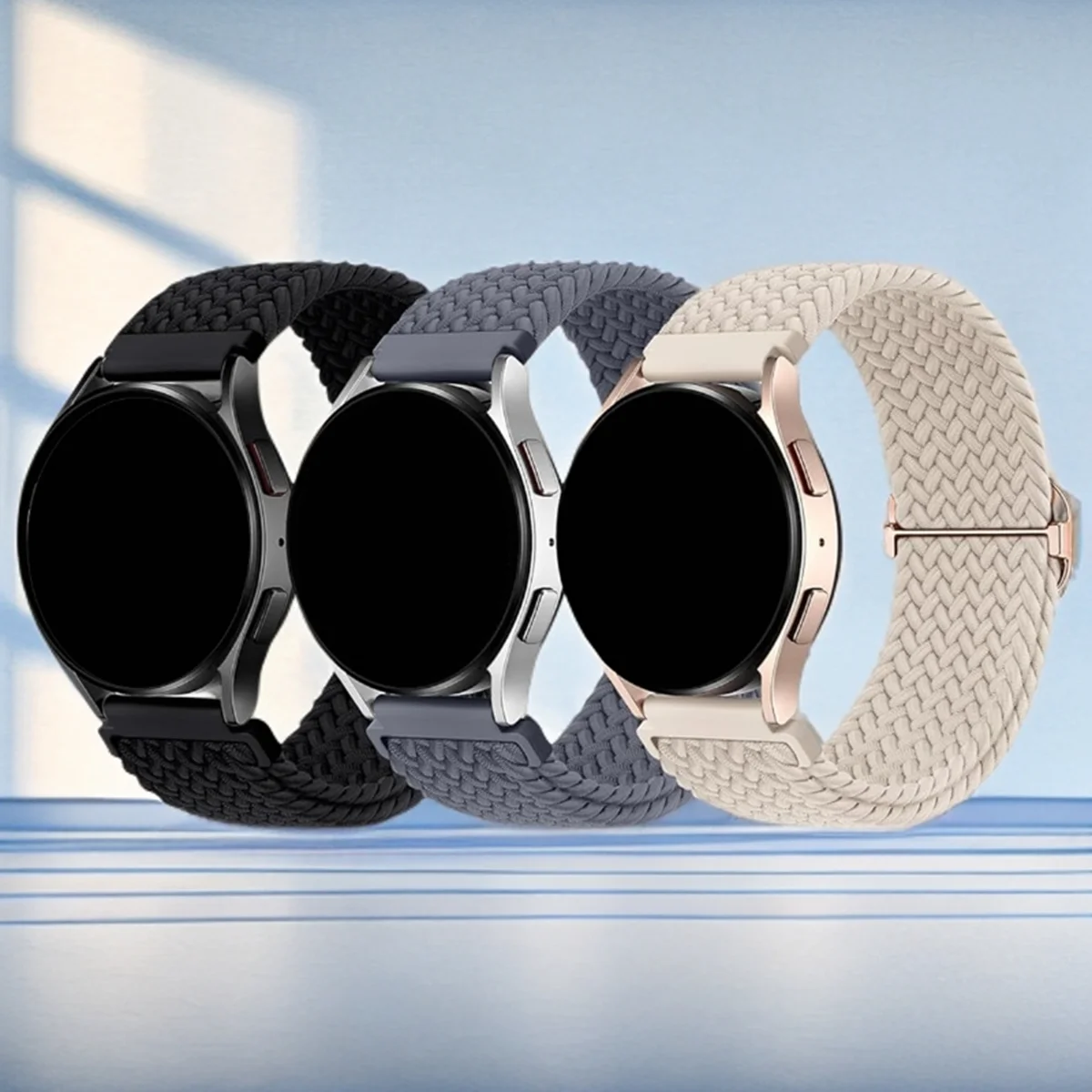Set of 3 Quick Release Braided Nylon Wristbands - 18/20/22mm