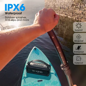 W-KING Bluetooth Speaker, 30W Portable Wireless Loud Speakers, IPX6 Waterproof Outdoor Speaker, 24H Playtime, EQ, AUX, TF Card 6