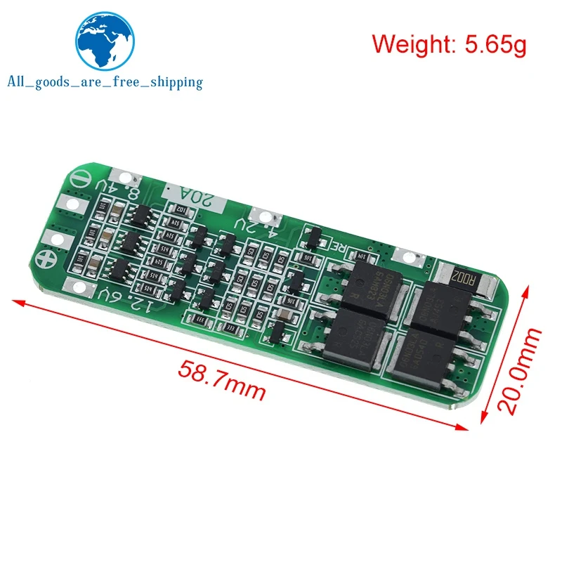 TZT 3S 20A Li-ion Lithium Battery 18650 Charger PCB BMS Protection Board For Drill Motor 12.6V Lipo Cell Module 64x20x3.4mm