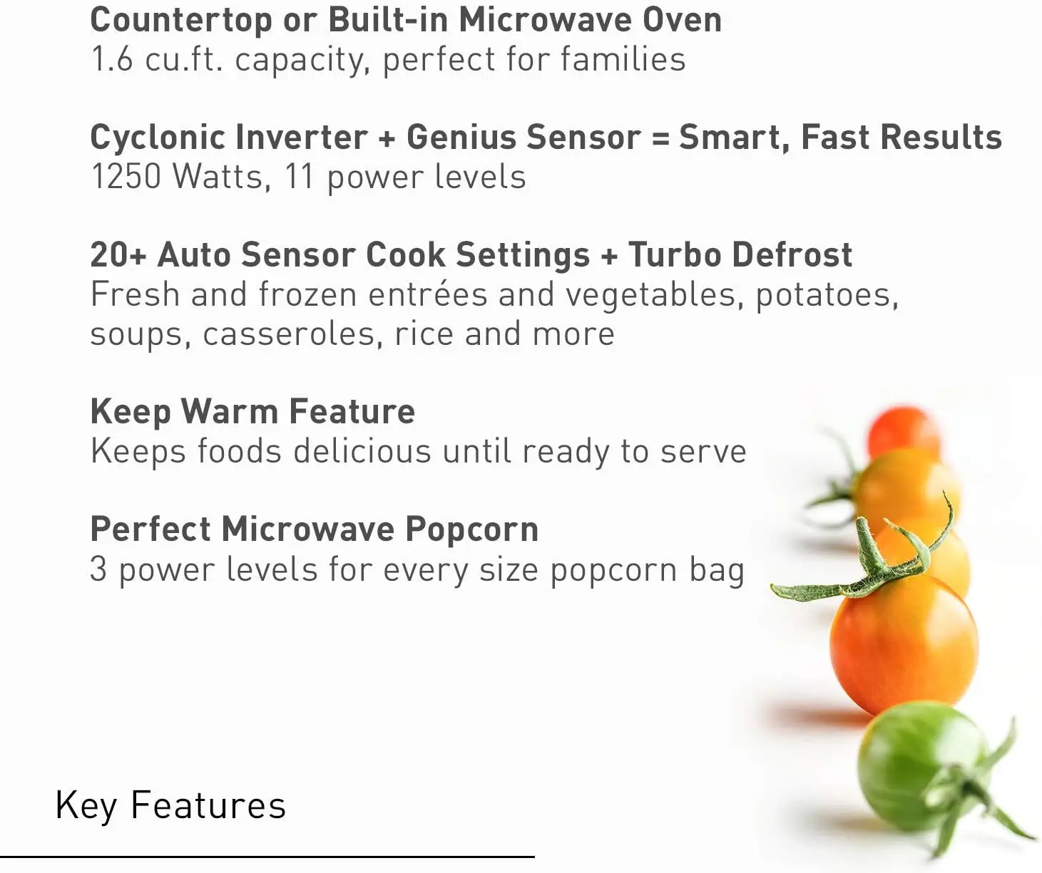 78LS 1.6 cu.ft Cyclonic Inverter  Microwave Oven 1250  Power with Genius Sensor Cooking, cft, 19.44" 2