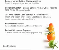 78LS 1.6 cu.ft Cyclonic Inverter  Microwave Oven 1250  Power with Genius Sensor Cooking, cft, 19.44" 2