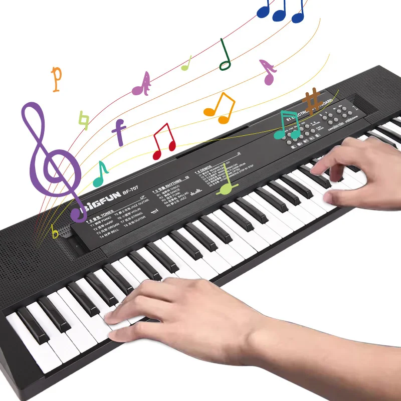61 Key Electronic Keyboard Piano BIGFUN Dual Speakers 8 Tones 5 Rhythms 5 Drums Percussions 6 Demos Musical Instrument