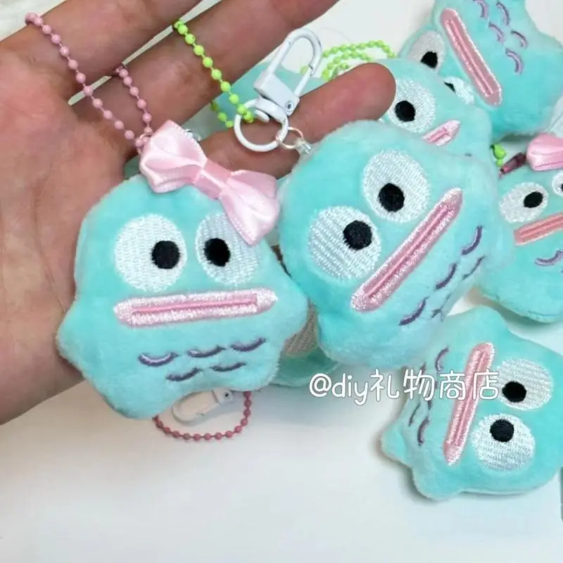 Plush Keychain Key Chain Kawaii Sanrio Hangyodon Plush Keychain Cartoon Anime Ugly Cute Ugly Fish Plush Pendant Stuffed Toys Bag Decoration Girl Gifts