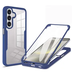 360 Full Body Shockproof Transparent Phone Case and Screen Protector - Galaxy A16 (Blue)