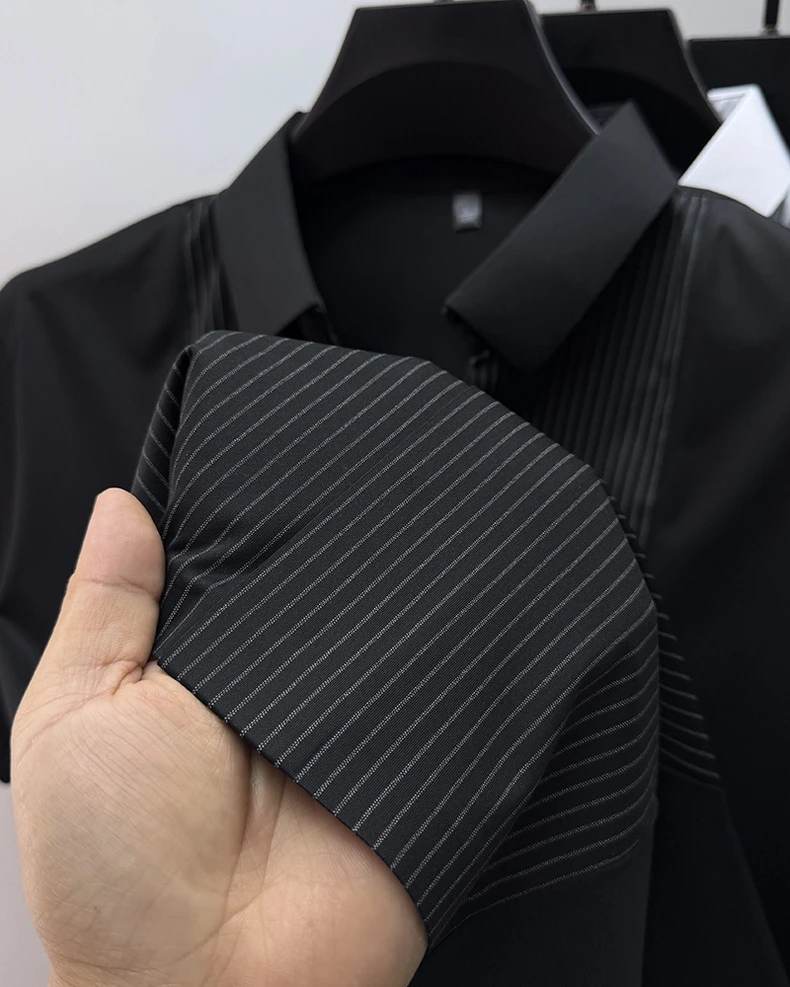 Personality striped patchwork short sleeve men polo shirt fashion brand letter embossed summer ice silk breathable trend T-shirt 16 Sd46e753e68d34102b50edd23fe7c2738s