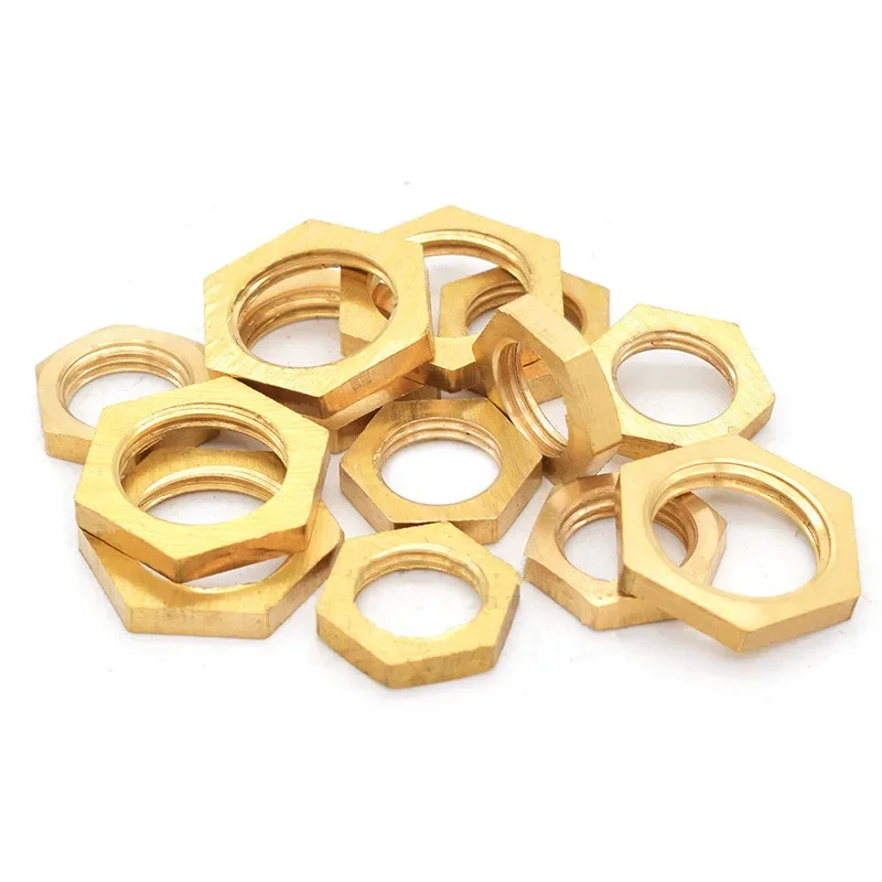 Pipe Fitting Water Pipe Fitting Hose Pipe Fitting Brass Hex Lock Nuts Pipe Fitting M10 M12 1/8" 1/4" 3/8" 1/2" 3/4" 1" BSP Female Thread Hexagonal shank cap