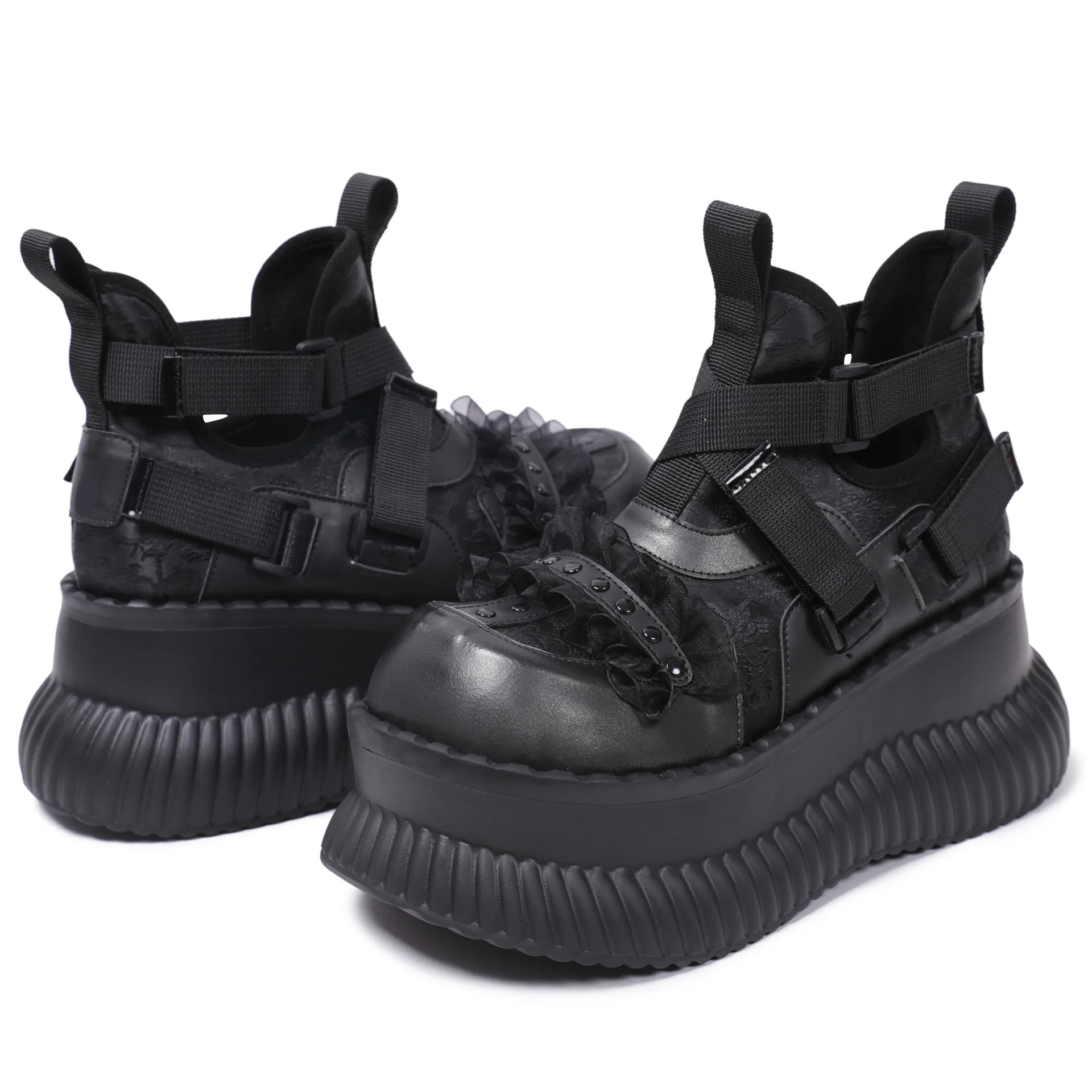 【新品】OHGA MERRY JANE 23.5 2024 Women Thick Bottom High Top Dark Style Mary Jane Niche