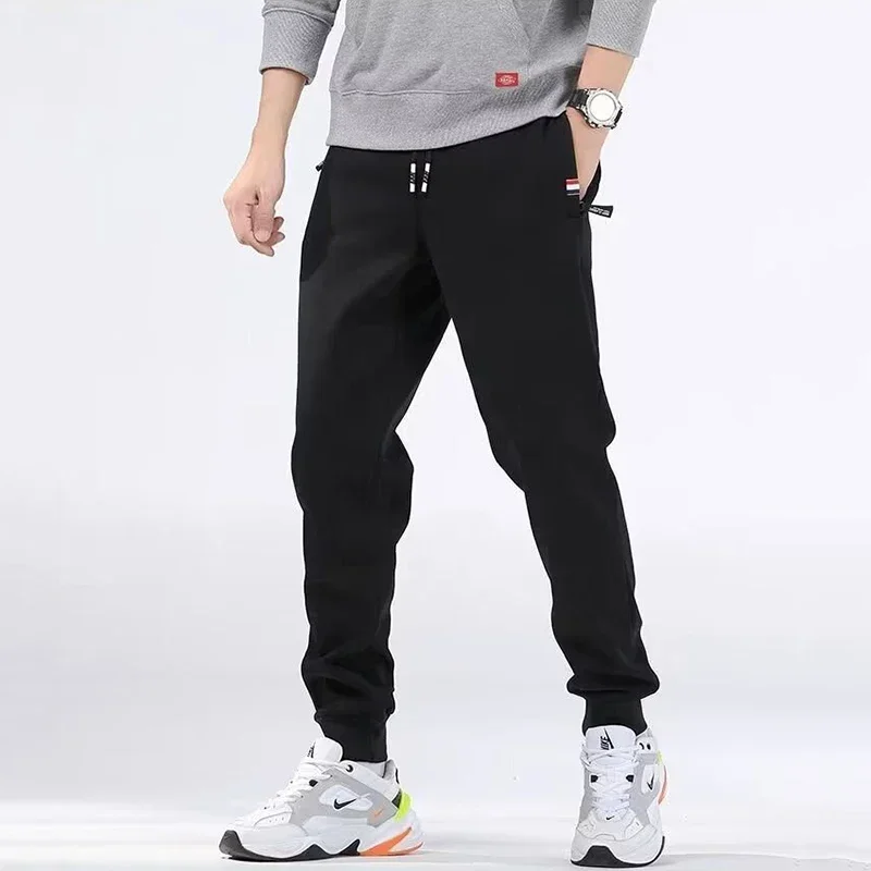 Männliche Mode Marke Jogginghose Gebündelte Füße Hosen 2025, Männer Lose Gerade Bein Casual Hosen Elastische Taille Baumwolle Einfarbig Hosen – Detail 13