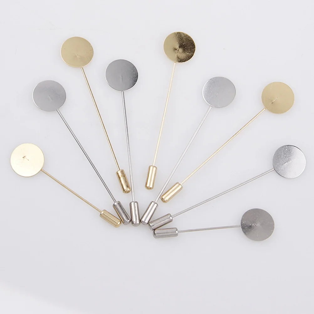 

50pcs Fashion Round Tray Safety Word Pin Tray DIY Brooches Needle Suit Tie Hat Scarf Badge for DIY Jewelry Accessories(Silver)