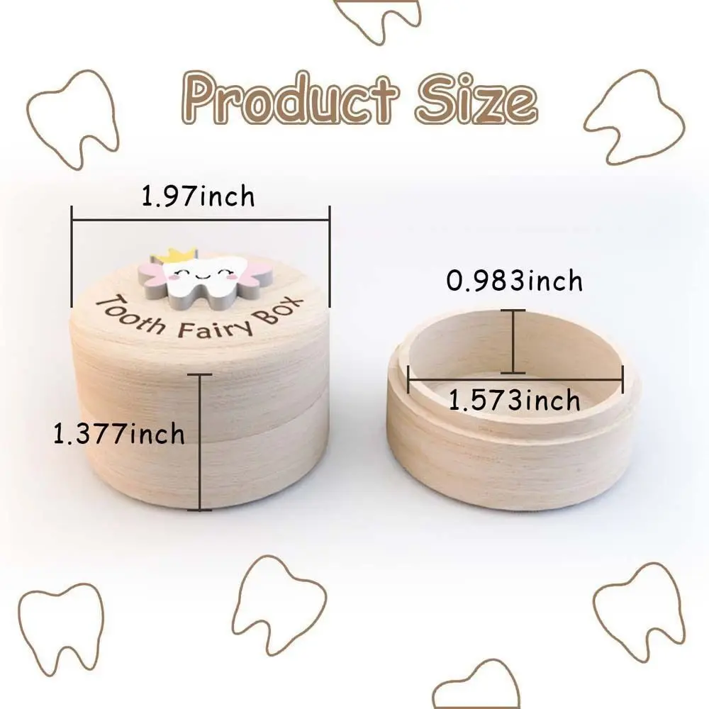 Wooden storage box Tooth box Wooden memorial box Wooden Milk Teeth Organizer Baby Tooth Box