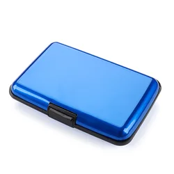 Sleek RFID Blocking Waterproof Aluminum Card and Coin Wallet (Blue)