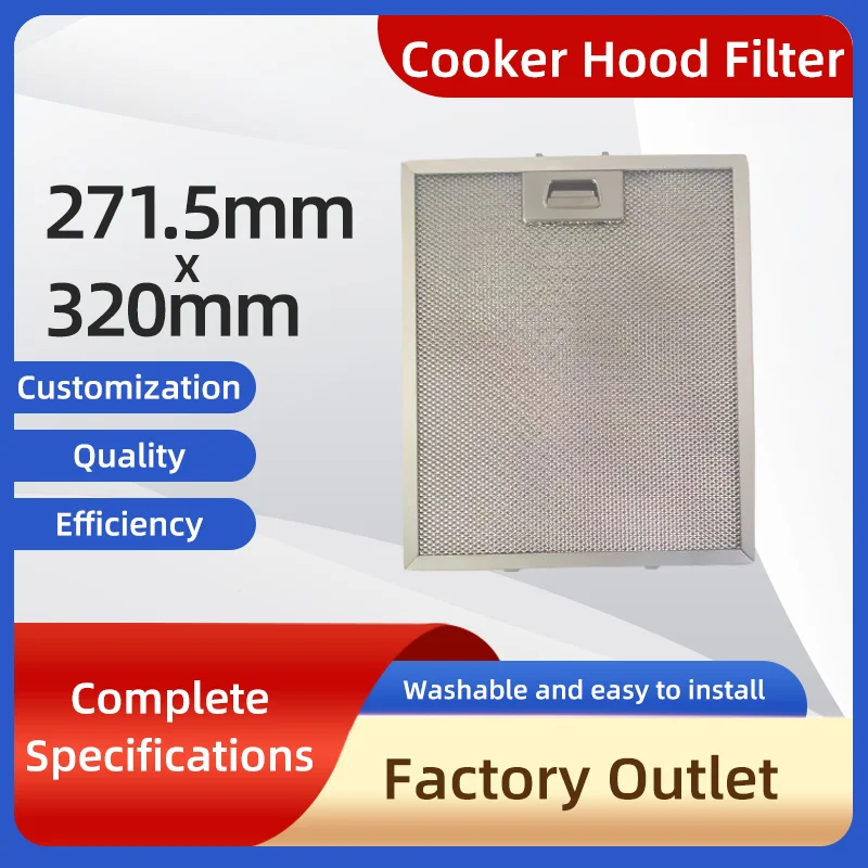 Cooker Hood Filter 271.5*320mm Cooker Hood Filters Metal Mesh Extractor Vent Filter Ventilation Kitchen Cooker Hood Grease Filter