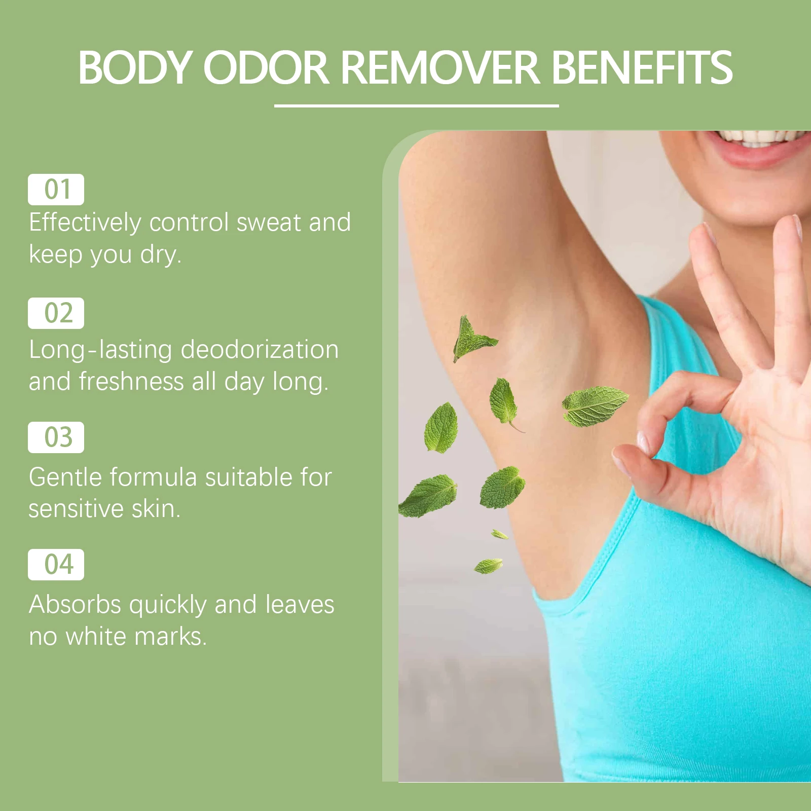 WIYUN Body Odor Removal Cream - Cleansing Armpits, Controlling Sweat & Odor, Refreshing, Long-lasting Fragrance, Body Care Cream