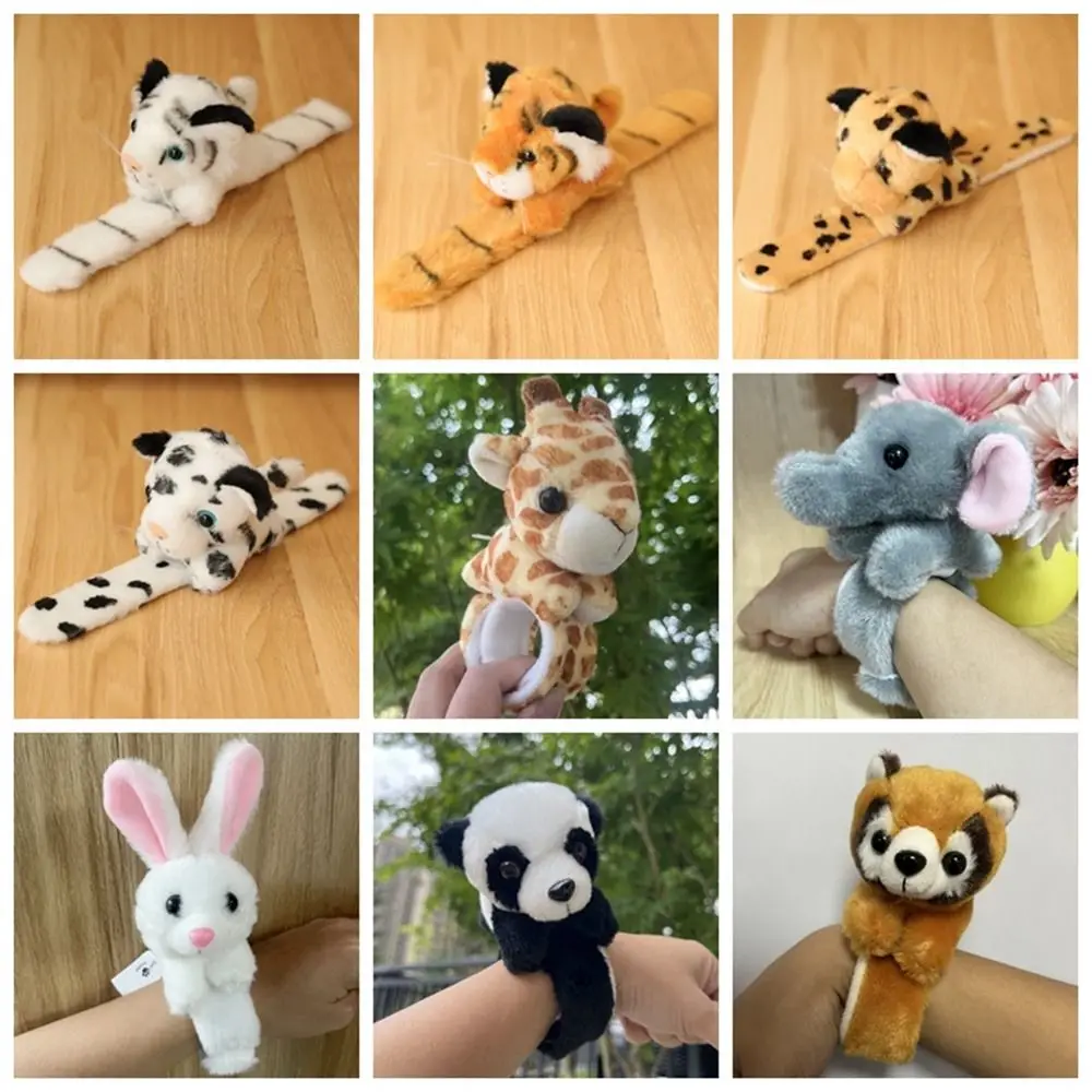 Jungle Animal Stuffed Animal Wristband Clap Circle Panda Tiger Cartoon Slap Bracelet Rabbit Bunny Comfortable Party Supplies