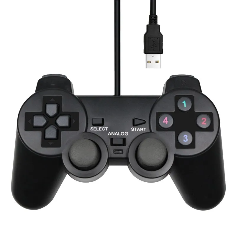 Wired USB PC Game Controller Gamepad For WinXP/Win7/8/10 Joypad For PC Windows Computer Laptop Black Game Joystick 