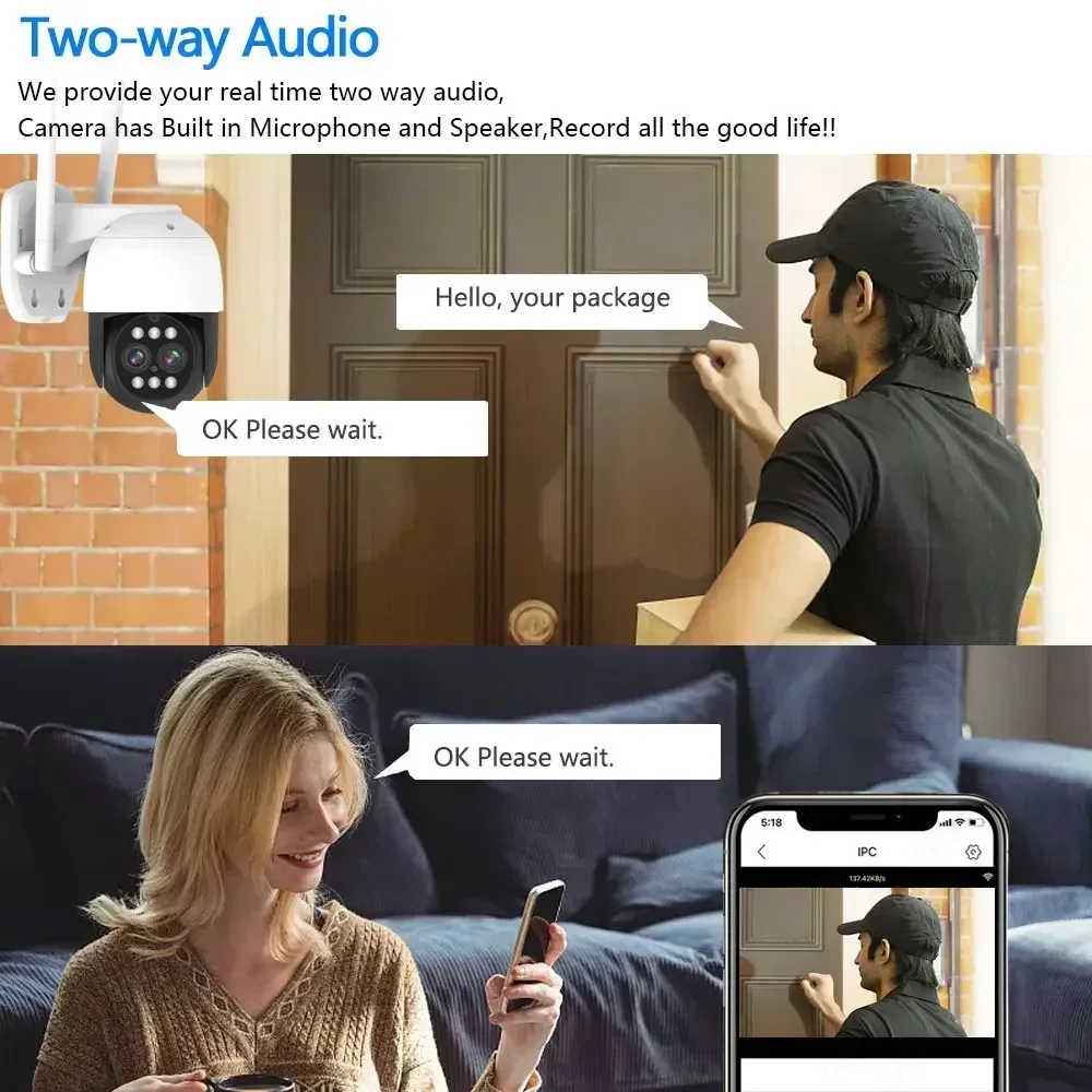 8MP 4K PTZ Wifi IP Camera Cloud 10X Digital PTZ Zoom CCTV telecamera di sicurezza Outdoor AI Human Detect Auto Tracking telecamera Wireless - immagine 2