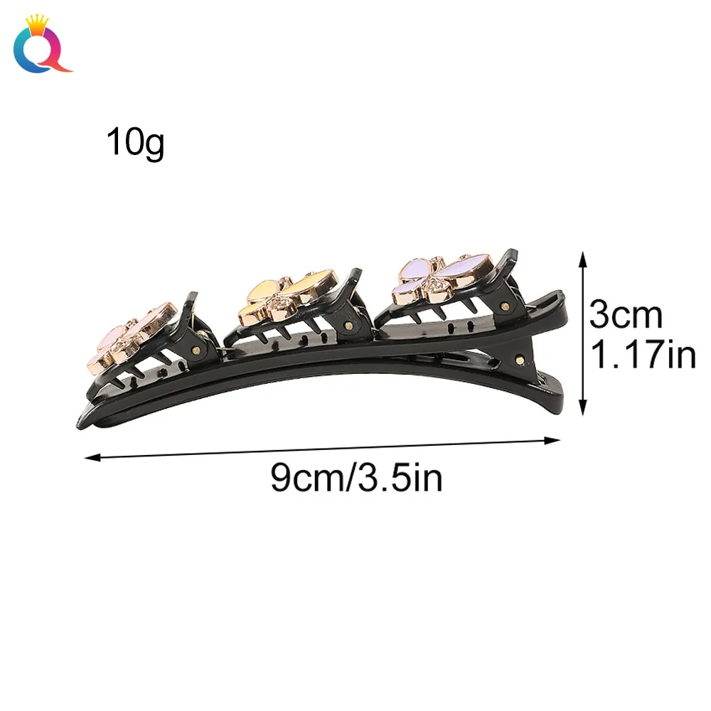 6 Pinces à Cheveux Double Couche Avec Strass - Barrettes Femme Pour Quotidien, Fêtes, Mariages