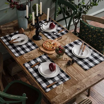 Cotton Red and Black Placemat, 1