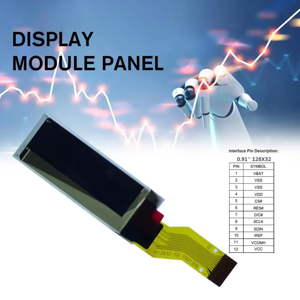 OLED Display Panel 0.91 12832 128x32 12Pin 12P SSD1306 Serial SPI PMOLED OLED Display Module Panel