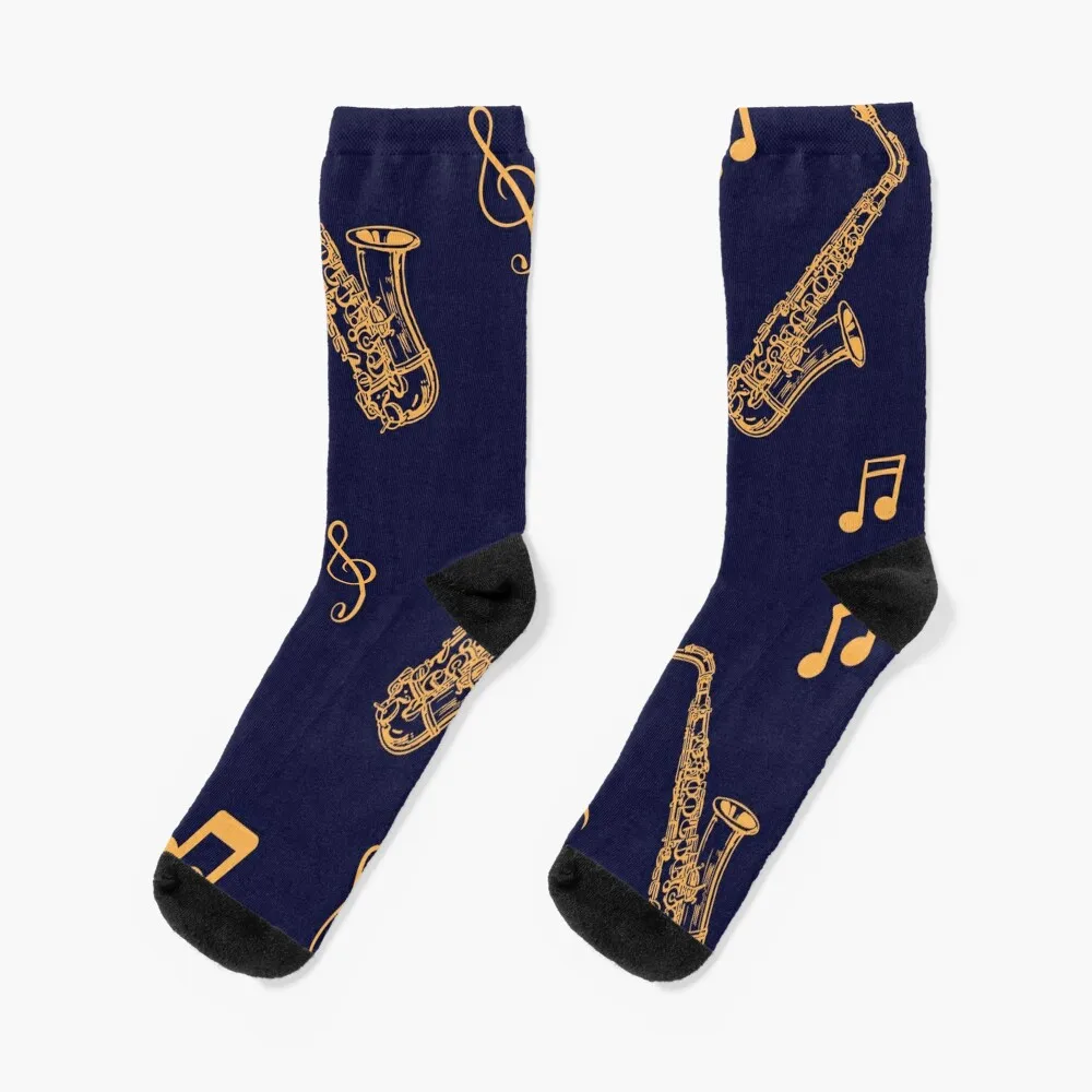 

Musical Saxophone Pattern Socks colored cotton heated Boy Child Socks Women's