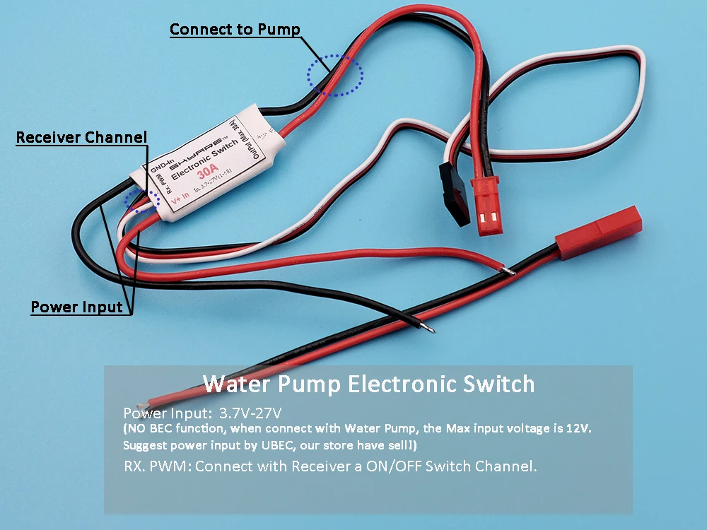 Kit complet pompe refroidissement et interrupteur électronique pour bateau RC
