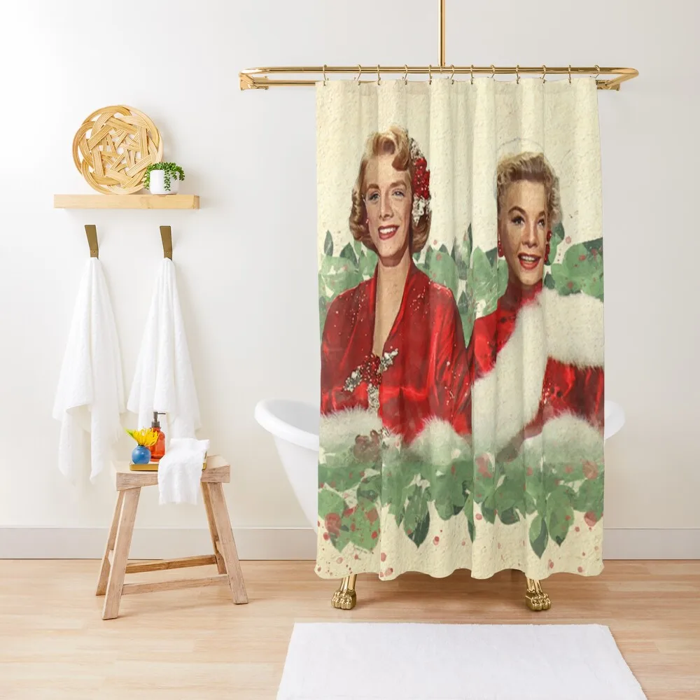 Sisters - A Merry White Christmas Shower Curtain Cover Bathroom Accessory Window Shower Set Curtain