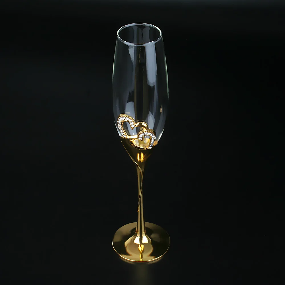 Crystal champagne glasses, wedding goblets, red wine glasses, European household sparkling sweet wine golden glasses